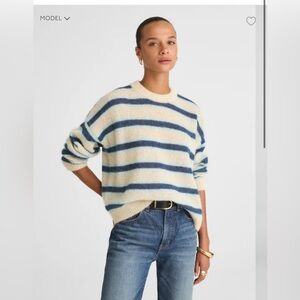 NWT Madewell striped pullover sweater in alpaca blend - sea spray